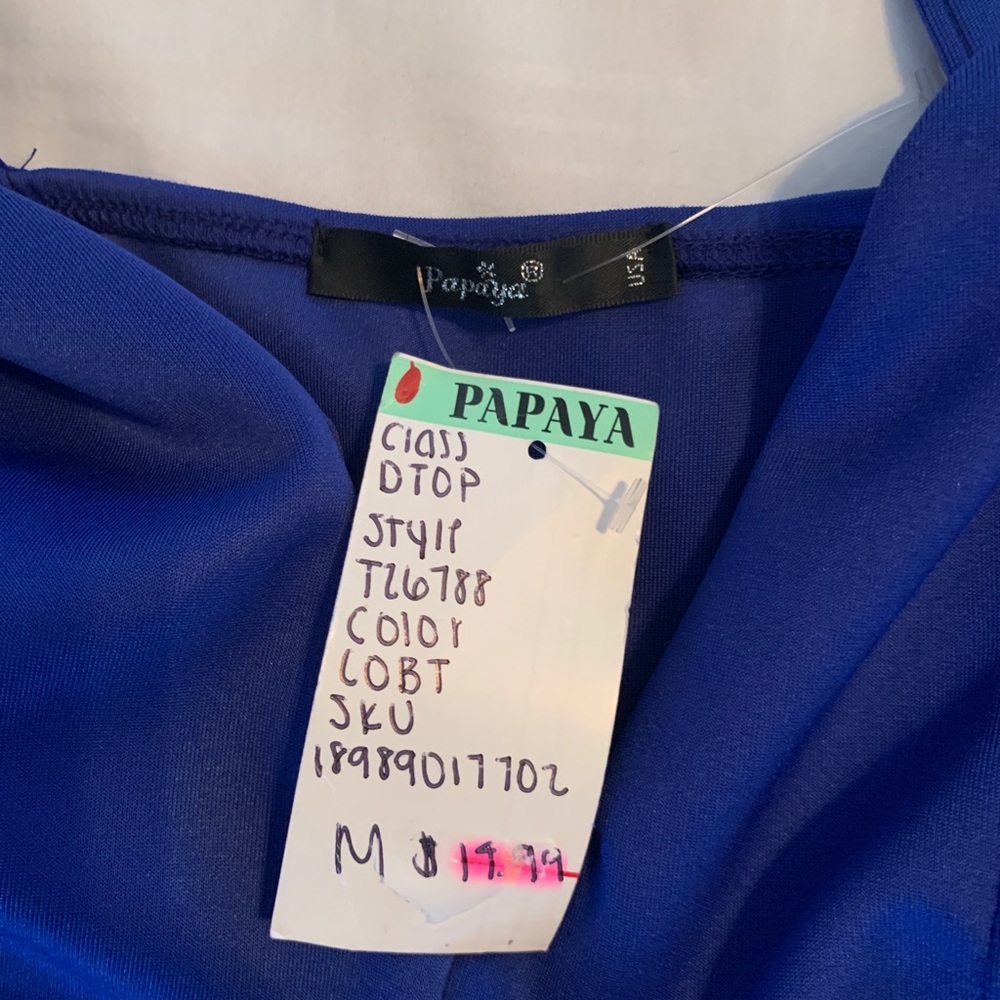 Deep V Peplum Royal Blue Top NWT - Picture 2 of 3